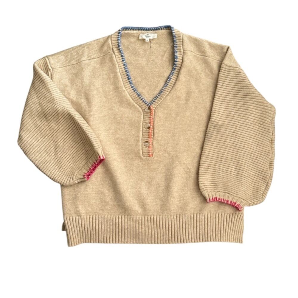 Entro Ecru V Neck Sweater Sz S